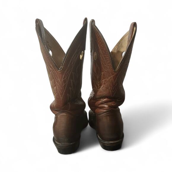 Double H 5154 Sz 7 W Leather Pull Holes Cowgirl Ride Work Farm Chore Boot Ladies - Picture 5 of 9